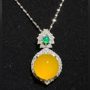 Elegant Silver and Yellow Chalcedony Necklace
